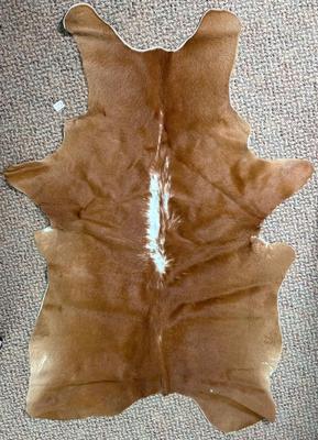 Natural Calfskin Medium Brown Throw Rug