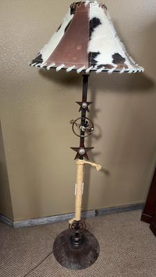Back To The Ranch Horseshoe Floor Lamp With Cowhide Shade