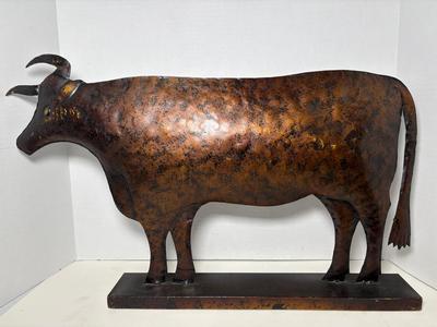 Metal Cow/Bull Sculpture W/Gilded Gold From Z Gallerie
