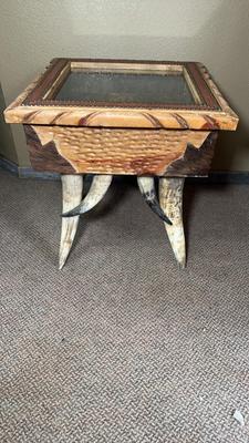 Lone Star Western Custom Bull Horn Shadow Box Table 