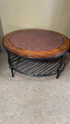 Loon Peak Leather Inlaid Cocktail Table
