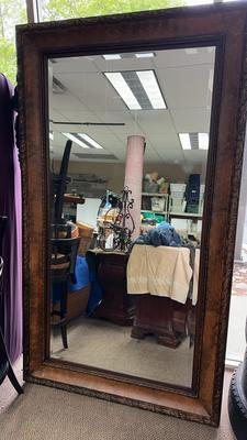 Beautifully Framed Very Large Brown Wine Beveled Mirror