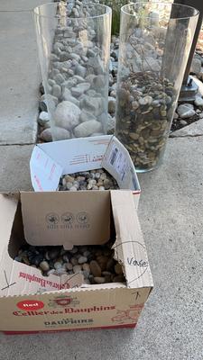 Large Decor Vases With Polished River Rock