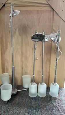 Brushed Nickel Hanging Modern Chandelier & Single Lights
