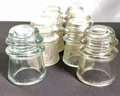 Ten vintage armstrongatms number 2 glass insulator