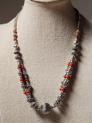 Coral Necklace Plated With Genuine .925 Silver 