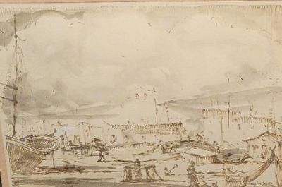 SIGNED MARTIN OCANA INK WASH PAINTING 