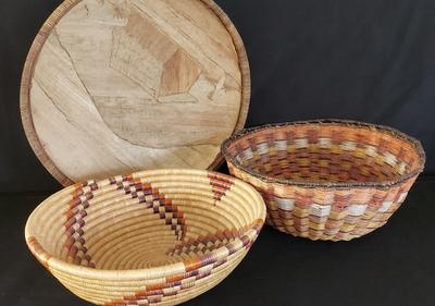 TRIO OF HANDMADE WOVEN BASKETS