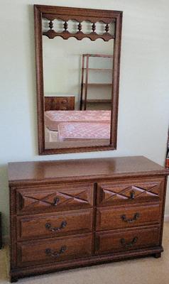 YOUNG- HINKLE COUNTRY SPANISH DRESSER AND WALL MIRROR