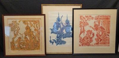 THREE TERRIFIC THAI TEMPLE RUBBINGS
