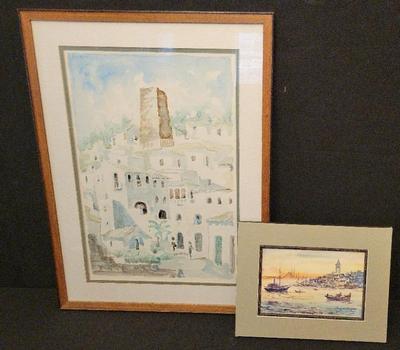 WATERCOLOR CITYSCAPES SIGNED BY MARTIN OCANA AND ANOTHER ARTIST
