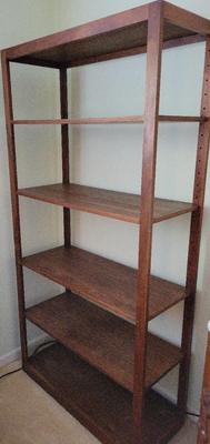 TALL WOODEN BOOKCASE WITH OPEN SHELVES