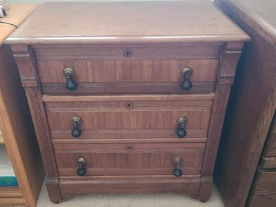 BEAUTIFUL THREE-DRAWER WOOD CABINET 