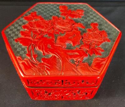 ORNATE RED CARVED CHINESE BOX