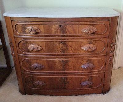 LOVELY ANTIQUE DRESSER WITH MARBLE TOP