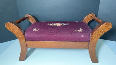 Needlepoint Vintage Footstool