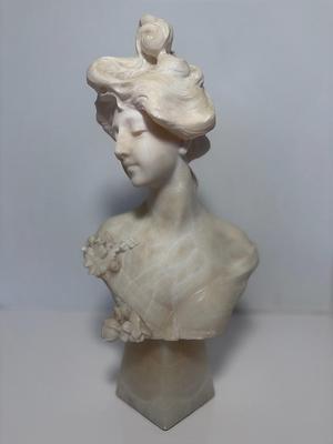 Large Alabaster Maiden Bust Sculpture 