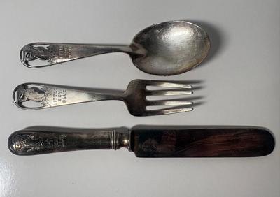 Antique Little Boy Blue Sterling 3pc Baby Set by Watson Sterling Company