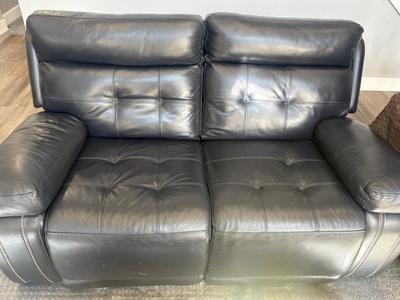 Slate Blue Leather Electric Loveseat