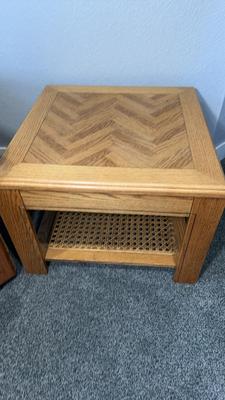 Rush Bottom Vintage End Table