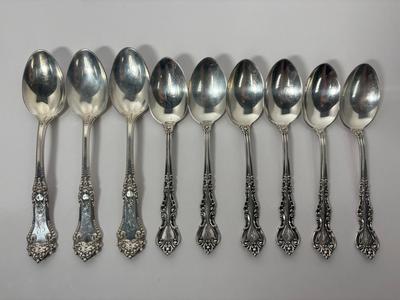 9 Sterling Silver Teaspoons, Monogrammed 