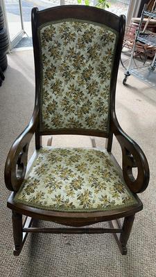 Biedermeier Style Rocking Chair With Embroidery