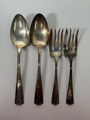 Gorham Silver Etruscan Sterling, 1913 Meat Forks & Serving Spoons