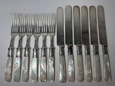 Antique M.S. Benedict Mfg Co Sterling & Mother Of Pearl Service For 6