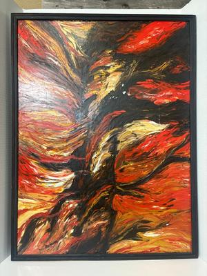 Demomo Original Abstract Expressionism Painting 1968 