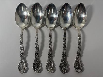 5 Antique Gorham Versailles Sterling Silver Large Serving Spoons
