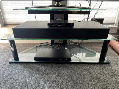 Multi-Functional Modern, Multi-Tiered Clear Glass TV Stand