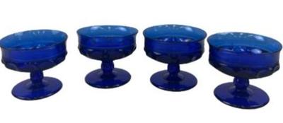 1960s Cobalt Indiana Glass Dessert Dishes (4)