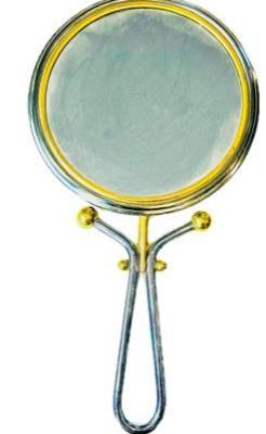 Handheld Double Sided Mirror - Chrome & Gold Accents