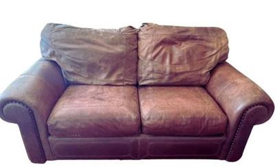 Stickley Santa Fe Leather Couch - 2 Seats. There is also a matching 3 seat sofa worthy of the minor repairs required