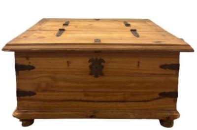 Vintage Wooden Chest Coffee Table With Two Storage Areas