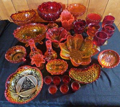 HUGE AMBERINA GLASS LOT #1