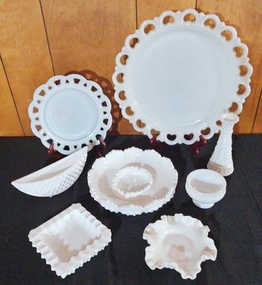 MAGNIFICENT MILK GLASS LOT