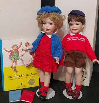 LAWTONS DICK AND JANE DOLLS IN EXCELLENT CONDITION WITH BOXES