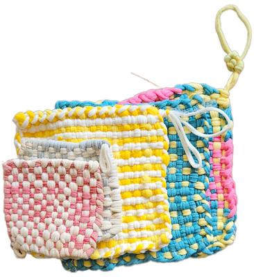1960s handmade on loom potholders sets of 4 or 5