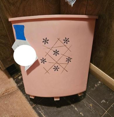 Waste basket 1950s pink triangle stars