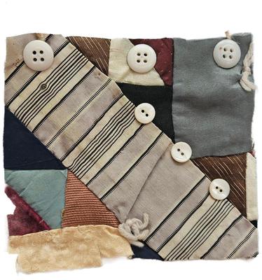 Block Rescued From A Crazy Quilt Circa 1890s Fabric Along With Antique Buttons