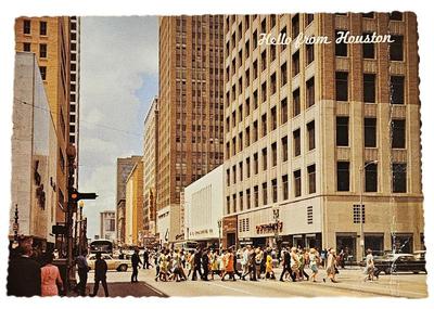 1960s hello from houston main street downtown houston unused 1)