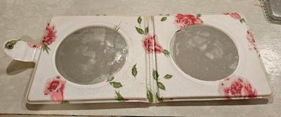 Toiletries vintage pink rose double mirror travel