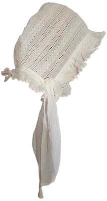 1900s baby bonnet with medium ties whiter