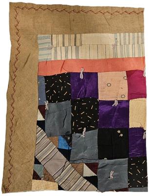 Block Rescued From A Crazy Quilt Circa 1890s Fabric 15 x 11.5 With Backing