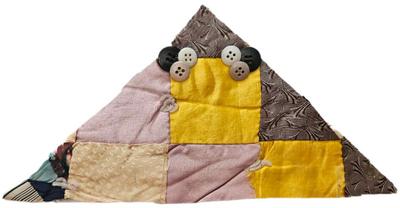 Block Rescued From A Crazy Quilt Circa 1890s Fabric Along With Antique Buttons