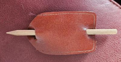 Toiletries barrettes 1970s leather and stick