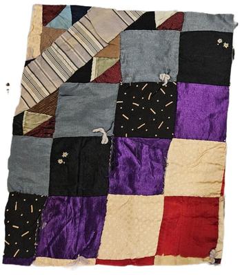 Block Rescued From A Crazy Quilt Circa 1890s Fabric 16 x 11 With Backing