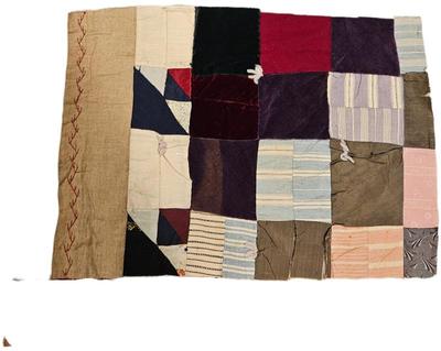 Block Rescued From A Crazy Quilt Circa 1890s Fabric 14 x 11 With Backing