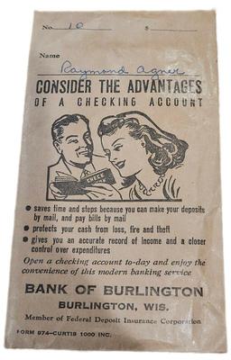 1940s bank of burlington deposit envelope 1)